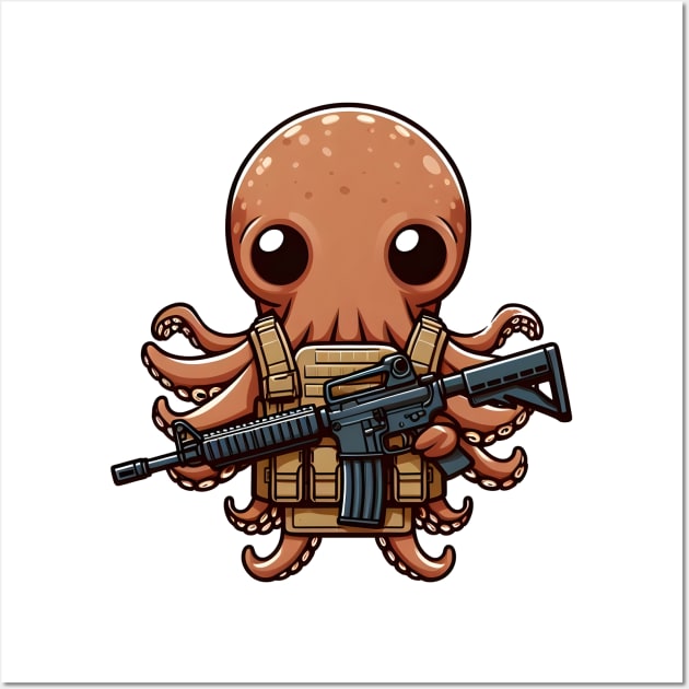 Tactical Octopus Adventure Tee: Where Intelligence Meets Style Wall Art by Rawlifegraphic